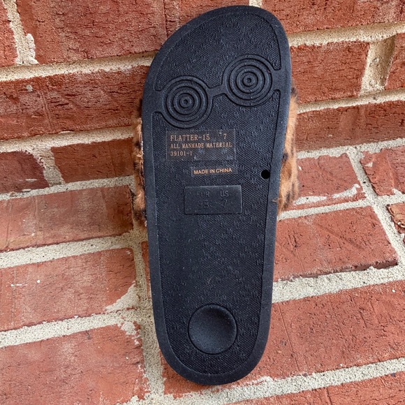 Bamboo Leopard Print Faux Fur Ladies Slides - Picture 8 of 9